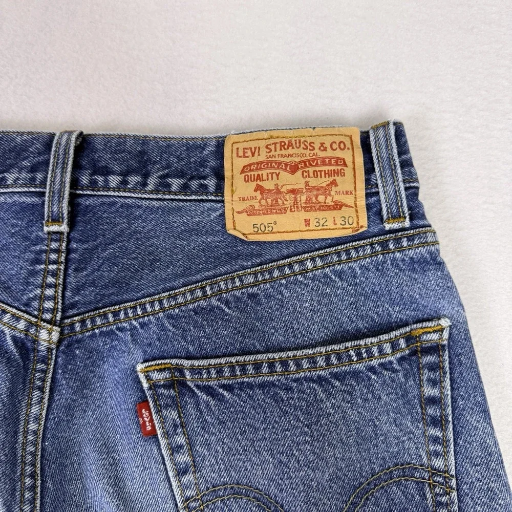 Levi's 505 Regular Fit Mens Jeans 30x29 Blue Denim‎ Medium Wash Straight Leg